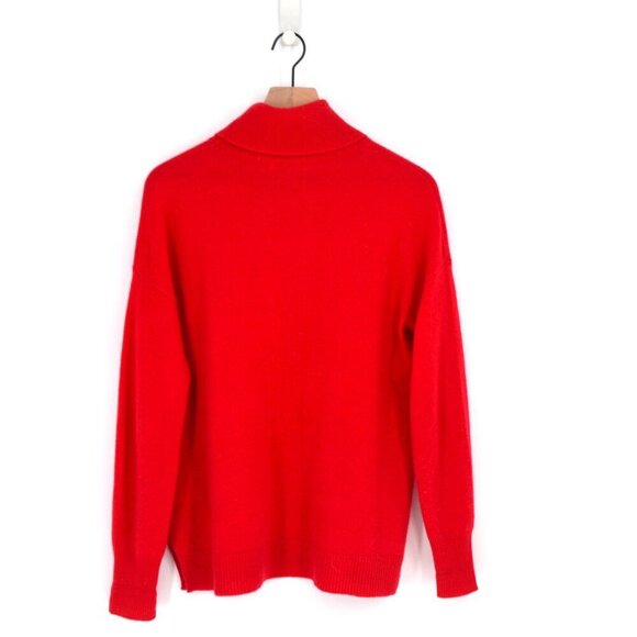 NORDSTROM Cashmere Turtleneck Sweater Lightweight Soft In Red Chinoise Women's M - Picture 4 of 7